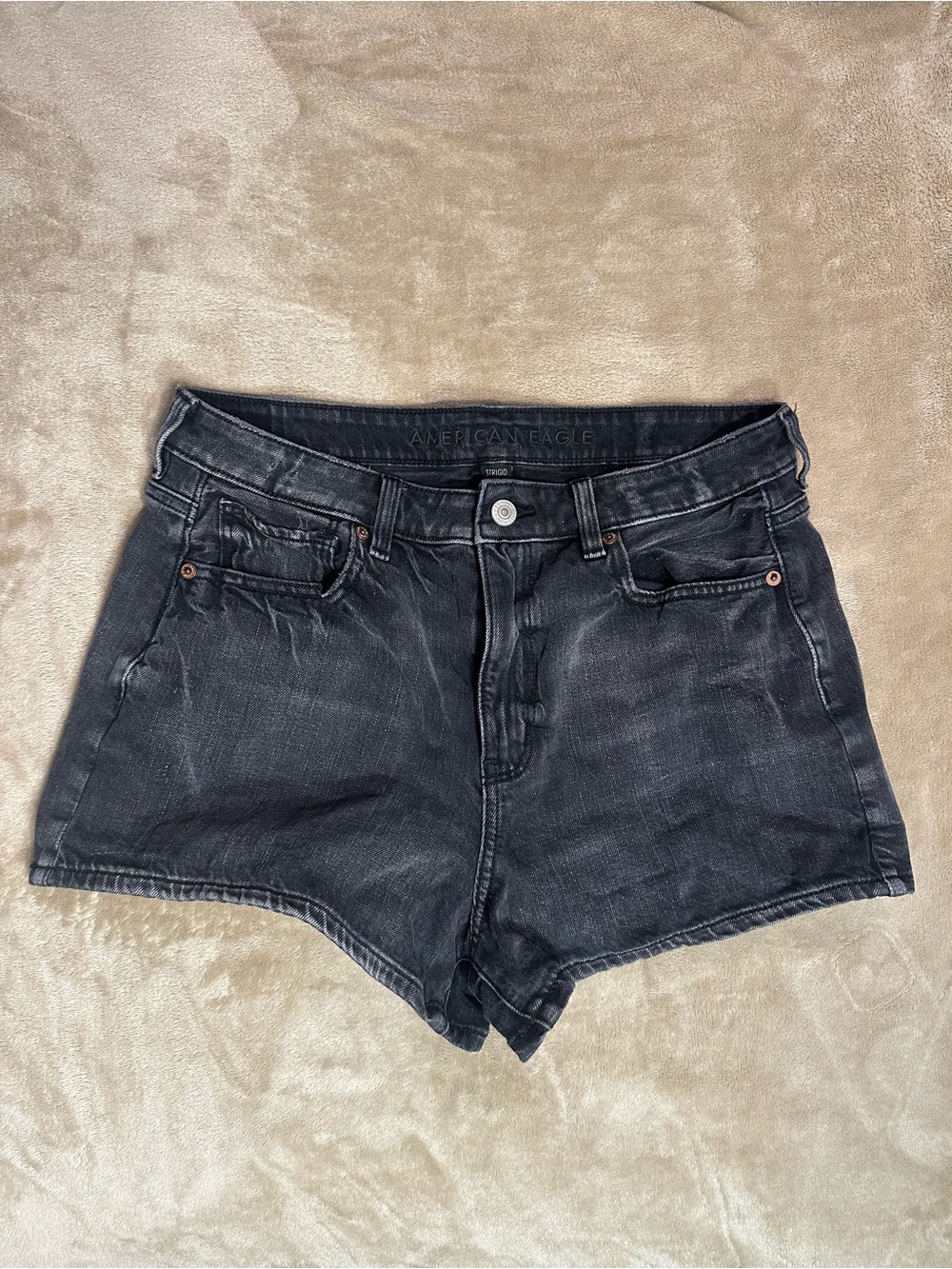American Eagle Outfitters Black Washed Denim High-Rise Jean Shorts